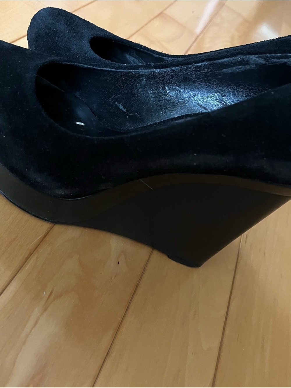 BCBG MaxAzria Black Suede Wedge Heels - Women